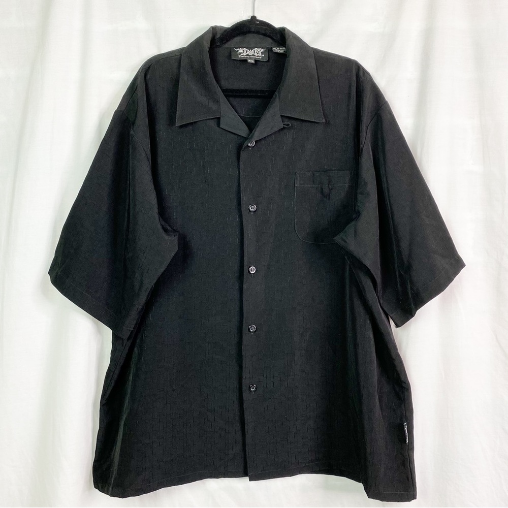 Vintage 90’s Dragonfly Black Short Sleeve Button Front Shirt 2XL